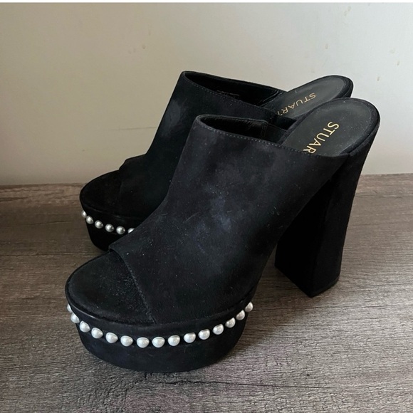 Stuart Weitzman Shoes - Stuart Weitzman Women's SkyHi 145 Slip On Studded Platform Sandals 9.5